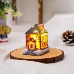 Christmas Glowing House Ornament Romantic Warm Lighting Resin Craft Desktop LED Snow Cover House Decor Figurine Statue Festival