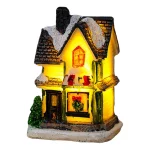 Christmas Glowing House Ornament Romantic Warm Lighting Resin Craft Desktop LED Snow Cover House Decor Figurine Statue Festival