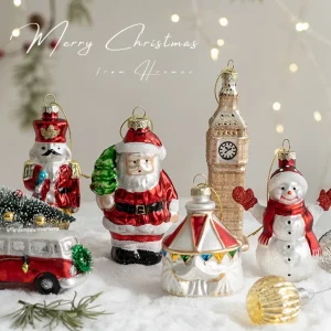 Christmas Glass Ornament Merry Christmas Decorations for Home 2024 Xmas Tree Ornament Navidad Noel Kids Gift Happy New Year 2025