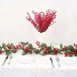Christmas Garland with Red Berry Artificial Flowers Plant Door Table Christmas Decor Hanging Rattan For Stairs Railing Fireplace