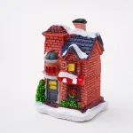 Christmas Glowing House Ornament Romantic Warm Lighting Resin Craft Desktop LED Snow Cover House Decor Figurine Statue Festival