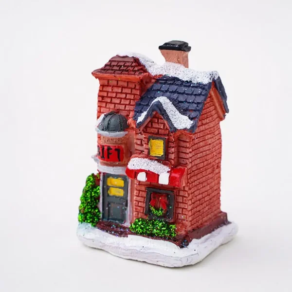 Christmas Glowing House Ornament Romantic Warm Lighting Resin Craft Desktop LED Snow Cover House Decor Figurine Statue Festival