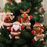 Christmas Tree Decorations - Adorable Dancing Santa, Snowman, Deer & Bear | Soft Plush Hanging Ornaments | Xmas Holida