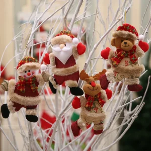Christmas Tree Decorations - Adorable Dancing Santa, Snowman, Deer & Bear | Soft Plush Hanging Ornaments | Xmas Holida
