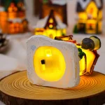 Christmas Glowing House Ornament Romantic Warm Lighting Resin Craft Desktop LED Snow Cover House Decor Figurine Statue Festival