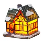 Christmas Glowing House Ornament Romantic Warm Lighting Resin Craft Desktop LED Snow Cover House Decor Figurine Statue Festival