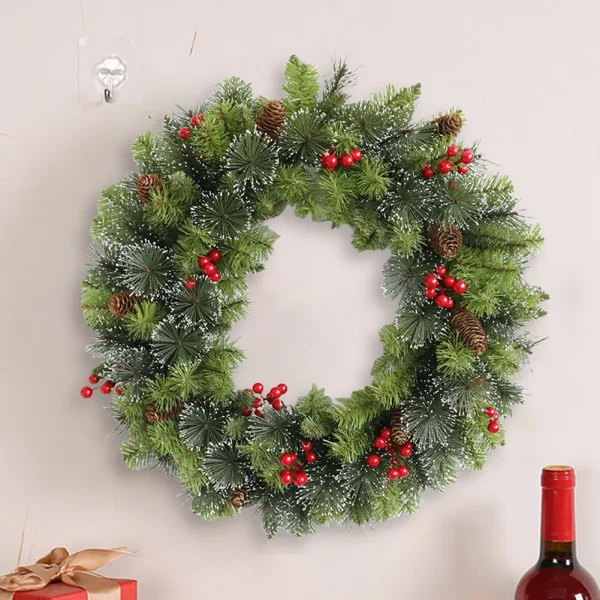 Christmas Hanging Garland Decorative Lighting Holiday Art Wreath Festival Theme Multifunctional for Door Window Fireplace