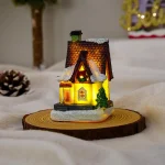 Christmas Glowing House Ornament Romantic Warm Lighting Resin Craft Desktop LED Snow Cover House Decor Figurine Statue Festival