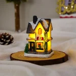 Christmas Glowing House Ornament Romantic Warm Lighting Resin Craft Desktop LED Snow Cover House Decor Figurine Statue Festival