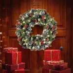 Christmas Hanging Garland Decorative Lighting Holiday Art Wreath Festival Theme Multifunctional for Door Window Fireplace