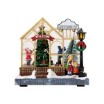 Christmas Village House Figurines Lighted Christmas Collectible Buildings Decoration with Music New Year Decor