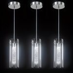Chandelier Ceiling Light, LED Kitchen Lighting Crystal Chandelier for Kitchen Island, 1-Light Integrated Kitchen Pendant with Bubble Glass Modern Island Lamp