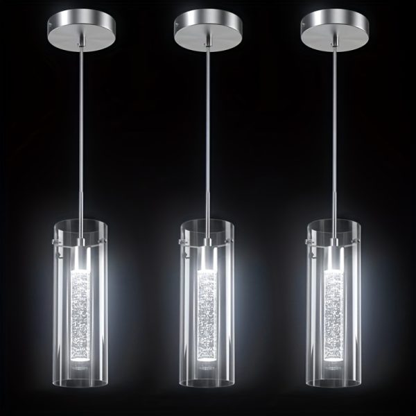 Chandelier Ceiling Light, LED Kitchen Lighting Crystal Chandelier for Kitchen Island, 1-Light Integrated Kitchen Pendant with Bubble Glass Modern Island Lamp