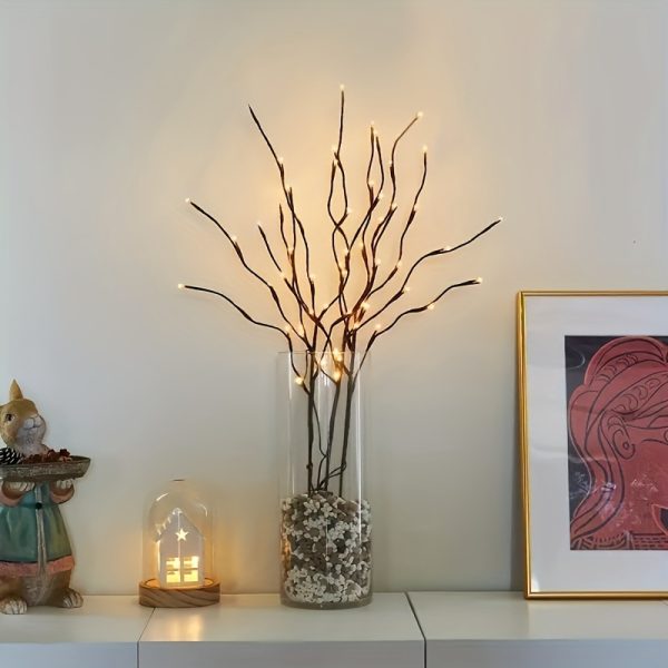 1pc 20 LED Branch Lights, Indoor Decoration Lighting For Weddings, Birthdays, Christmas Fairy Lights, With Branch Design (No Batteries, Please Bring Your Own 2 AA Batteries)