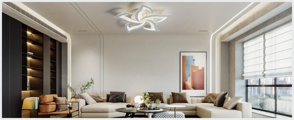 Modern LED Ceiling Lights, Black Dimmable Flower Shape Ceiling Light Chancelier, Flush Mount Ceiling Lamp Lighting Fixture with Remote Control for Living Room Dining Room Hallway Kitchen