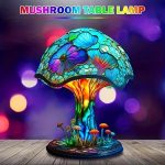 1pc Mushroom Statue Led Light, Resin Mushroom Ornament Luminous Usb Plug, Home Desktop Lighting Bedside Decoration Crafts