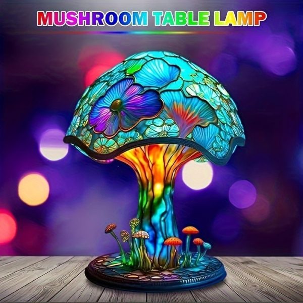 1pc Mushroom Statue Led Light, Resin Mushroom Ornament Luminous Usb Plug, Home Desktop Lighting Bedside Decoration Crafts