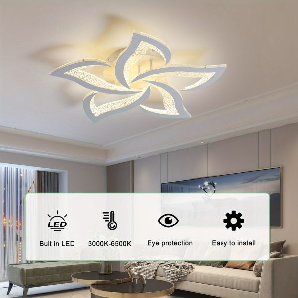 Modern LED Ceiling Lights, Black Dimmable Flower Shape Ceiling Light Chancelier, Flush Mount Ceiling Lamp Lighting Fixture with Remote Control for Living Room Dining Room Hallway Kitchen