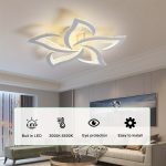 Modern LED Ceiling Lights, Black Dimmable Flower Shape Ceiling Light Chancelier, Flush Mount Ceiling Lamp Lighting Fixture with Remote Control for Living Room Dining Room Hallway Kitchen