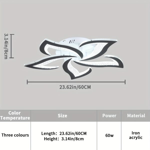 Modern LED Ceiling Lights, Black Dimmable Flower Shape Ceiling Light Chancelier, Flush Mount Ceiling Lamp Lighting Fixture with Remote Control for Living Room Dining Room Hallway Kitchen