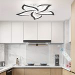 Modern LED Ceiling Lights, Black Dimmable Flower Shape Ceiling Light Chancelier, Flush Mount Ceiling Lamp Lighting Fixture with Remote Control for Living Room Dining Room Hallway Kitchen