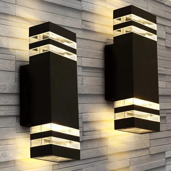 1pc Outdoor Wall Light, Double Head Wall Light, Outdoor Street Light For Courtyard Garden Porch Corridor Modern, Up And Down Lighting, E26/E27 Bulb Base
