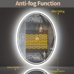Only Backlit LED Lightd Bathroom Mirror Oval Illuminated Wall Vanity Mirror With Anti-Fog 3 Lighting Modes Memory Function Touch Button Backlit Makeup Mirror