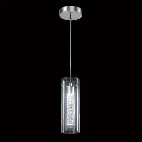 Chandelier Ceiling Light, LED Kitchen Lighting Crystal Chandelier for Kitchen Island, 1-Light Integrated Kitchen Pendant with Bubble Glass Modern Island Lamp