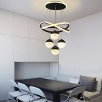 Modern Adjustable Color Changing Chandelier, Polished Metal Finish, Semi-Flush Mount Acrylic Shade, Hard-Wired 110-130V, Three-Color Dimmable Lighting, Detachable Fixture for Living Room, Dining, Bedroom, Study - Includes Light Source