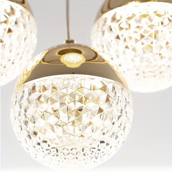 Modern Adjustable Color Changing Chandelier, Polished Metal Finish, Semi-Flush Mount Acrylic Shade, Hard-Wired 110-130V, Three-Color Dimmable Lighting, Detachable Fixture for Living Room, Dining, Bedroom, Study - Includes Light Source