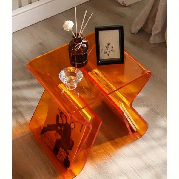 1pc, Acrylic Transparent Side Table, Luxury Sofa Coffee Table, Minimalist Bedside Table For Small Apartment, Modern Casual Style, Home Furniture