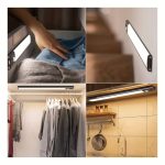 15.74inch ultra-thin motion sensor under cabinet light, usb charging with magnetic night light, 3-tone light cabinet light, for kitchen, cabinets, bedrooms, wardrobes interior lighting (black)