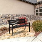 1pcc 47in PVC Mesh Backrest Iron Bench, Black, Outdoor Furniture