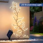 Solar-Powered 72 LED Warm White Willow Vine String Lights, 1.8m/5.9ft - Outdoor & Indoor Wall Decor with 8 Lighting Modes for Courtyard Entrance and Commercial Lighting