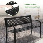 1pcc 47in PVC Mesh Backrest Iron Bench, Black, Outdoor Furniture