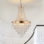 Large Luxury Golden Crystal Chandelier - Elegant Modern Ceiling Light with Golden Finish, Semi-Flush Mount or Hanging Installation, Hardwired Electrical Connection for Living Room, Dining Room, Bedroom, Hallway - Luxury Home Decor Lighting Fixture, Sophis