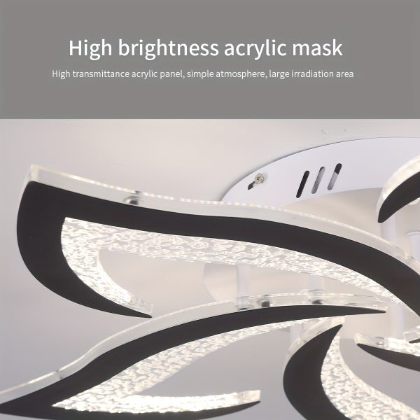 Modern LED Ceiling Lights, Black Dimmable Flower Shape Ceiling Light Chancelier, Flush Mount Ceiling Lamp Lighting Fixture with Remote Control for Living Room Dining Room Hallway Kitchen