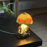 1pc Mushroom Statue Led Light, Resin Mushroom Ornament Luminous Usb Plug, Home Desktop Lighting Bedside Decoration Crafts