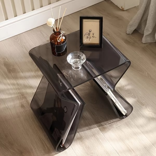 1pc, Acrylic Transparent Side Table, Luxury Sofa Coffee Table, Minimalist Bedside Table For Small Apartment, Modern Casual Style, Home Furniture