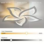 Modern LED Ceiling Lights, Black Dimmable Flower Shape Ceiling Light Chancelier, Flush Mount Ceiling Lamp Lighting Fixture with Remote Control for Living Room Dining Room Hallway Kitchen