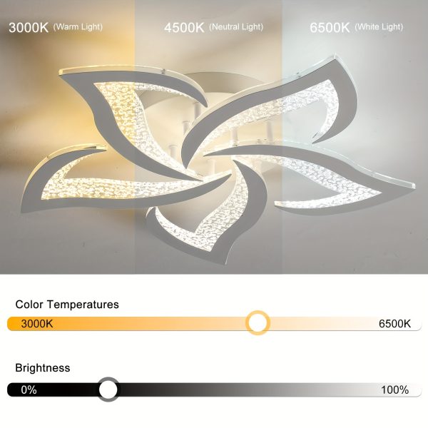 Modern LED Ceiling Lights, Black Dimmable Flower Shape Ceiling Light Chancelier, Flush Mount Ceiling Lamp Lighting Fixture with Remote Control for Living Room Dining Room Hallway Kitchen