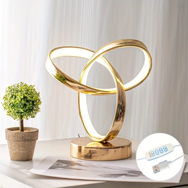 1pc Klein Universe Artistic Table Lamp - USB Powered, Three-Color Dimming, Perfect for Bedroom, Living Room, Study Desk, and Luxury Atmosphere Lighting.