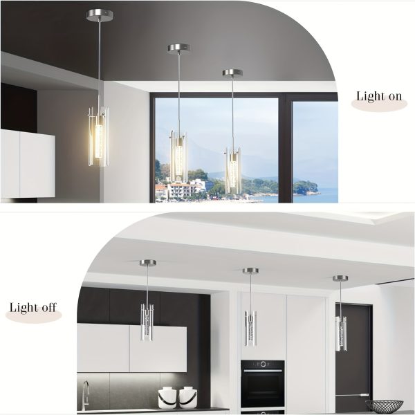 Chandelier Ceiling Light, LED Kitchen Lighting Crystal Chandelier for Kitchen Island, 1-Light Integrated Kitchen Pendant with Bubble Glass Modern Island Lamp