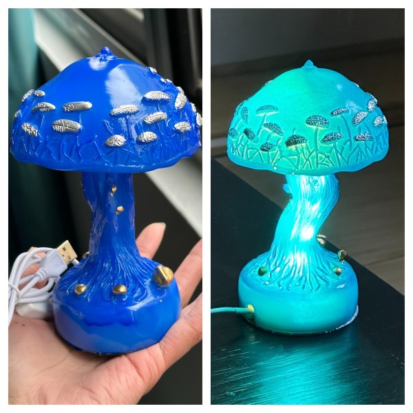 1pc Mushroom Statue Led Light, Resin Mushroom Ornament Luminous Usb Plug, Home Desktop Lighting Bedside Decoration Crafts
