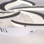 Modern LED Ceiling Lights, Black Dimmable Flower Shape Ceiling Light Chancelier, Flush Mount Ceiling Lamp Lighting Fixture with Remote Control for Living Room Dining Room Hallway Kitchen