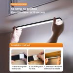 15.74inch ultra-thin motion sensor under cabinet light, usb charging with magnetic night light, 3-tone light cabinet light, for kitchen, cabinets, bedrooms, wardrobes interior lighting (black)