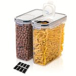 Set of 2/4 Cereal Storage Containers, Made from Bpa-Free Plastic, Designed to Be Airtight for Storing Food. Each Container Holds 2.5 Liters (88 Ounces) And Is Suitable for Cereals, Snacks, And Sugar. This 4pcs Set Includes Cereal Dispensers with Labels in