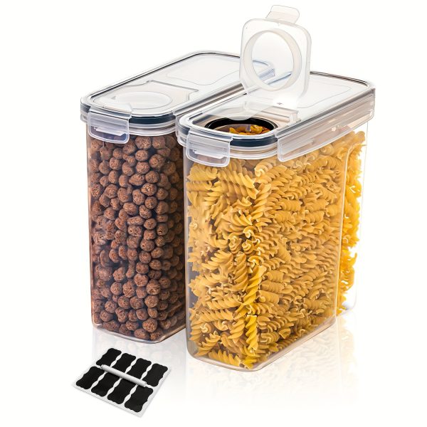 Set of 2/4 Cereal Storage Containers, Made from Bpa-Free Plastic, Designed to Be Airtight for Storing Food. Each Container Holds 2.5 Liters (88 Ounces) And Is Suitable for Cereals, Snacks, And Sugar. This 4pcs Set Includes Cereal Dispensers with Labels in