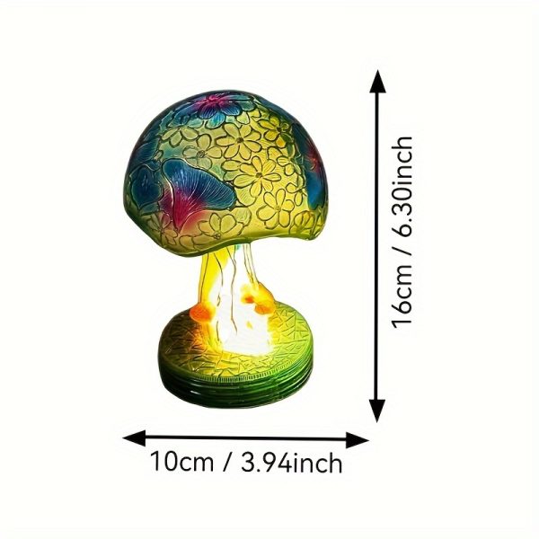 1pc Mushroom Statue Led Light, Resin Mushroom Ornament Luminous Usb Plug, Home Desktop Lighting Bedside Decoration Crafts